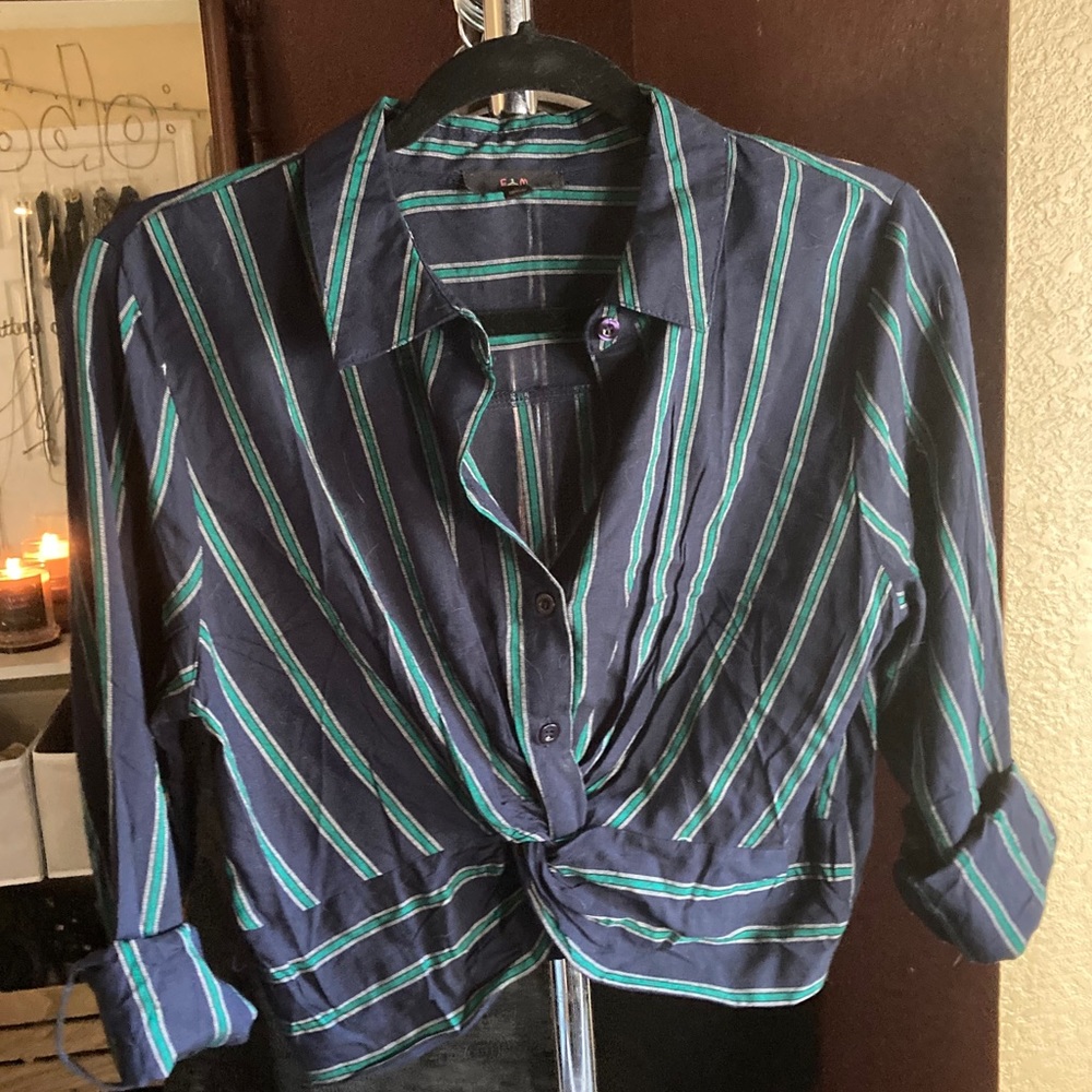 Striped collared crop top